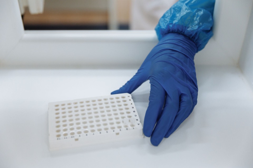 Gloved laboratory sample handling for a careful product requirement review.